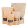 Empaques Doypack para Alimentos Empaques doypack kraft con ventana y cierre zipper en diferentes tamaños